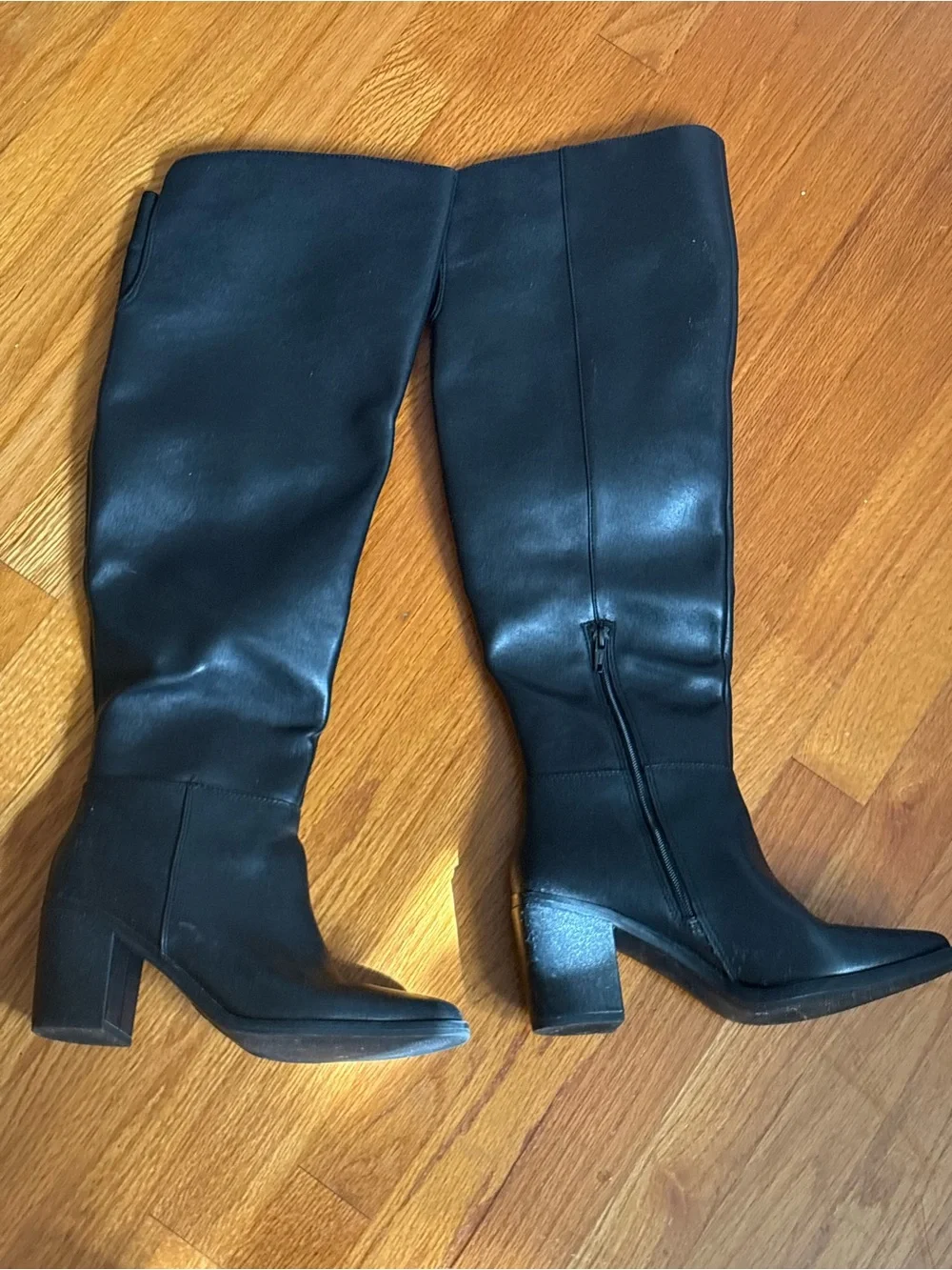 Women's Black Over-the-Knee Block Heel Boots